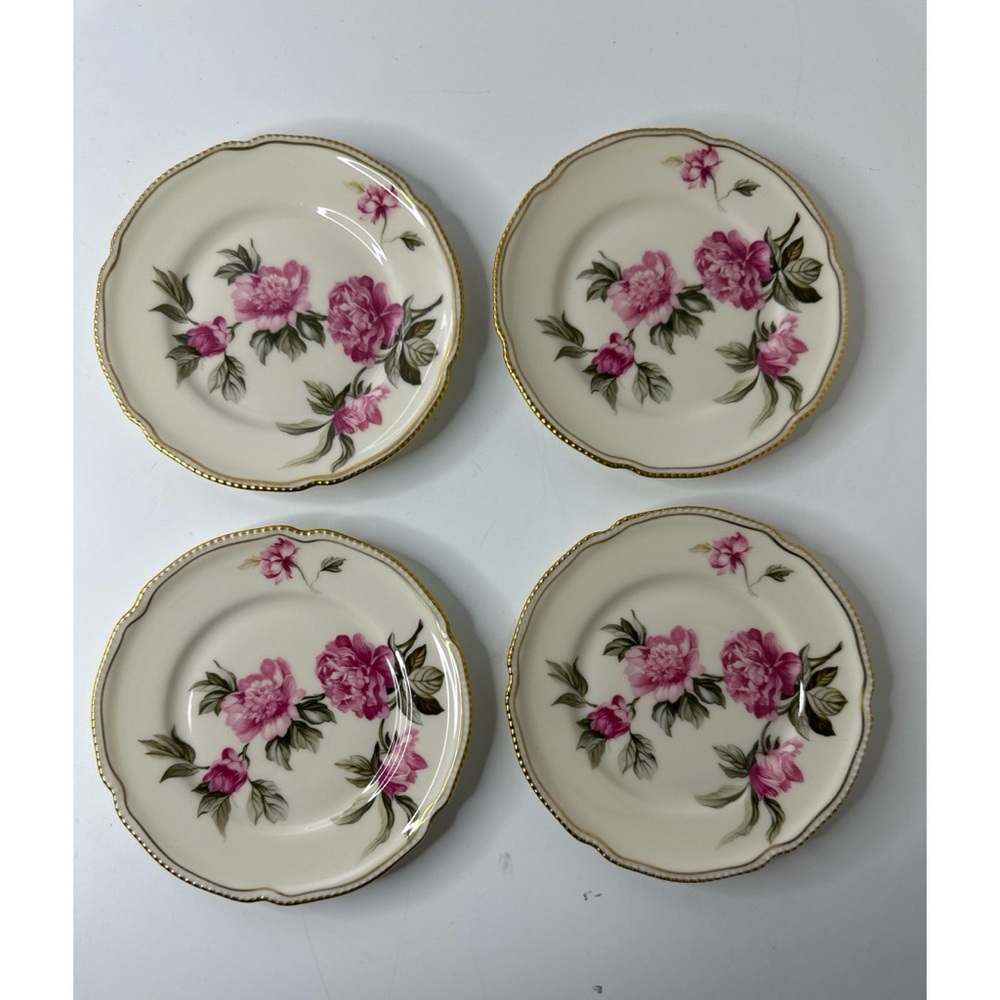 Castleton Peony Fine China Set of 4 floral bread plates